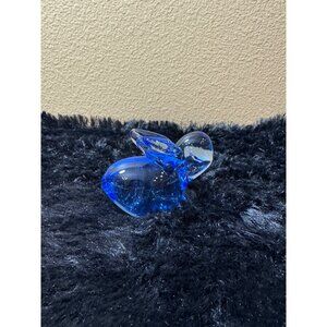 Vintage Art Glass Solid Blue Glass Bunny Figurine